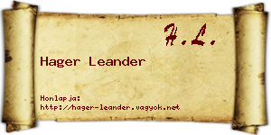 Hager Leander névjegykártya